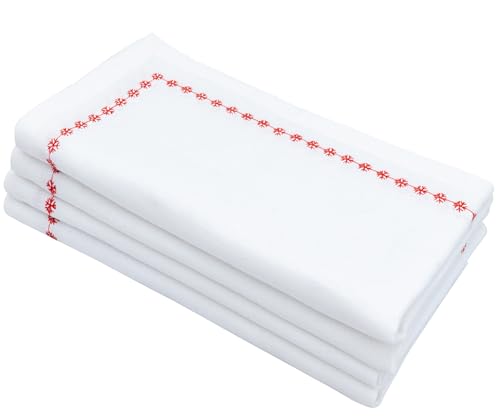 Servilletas de Algodón Blanco y Rojo Paquete x4 18x18 miniatura 5
