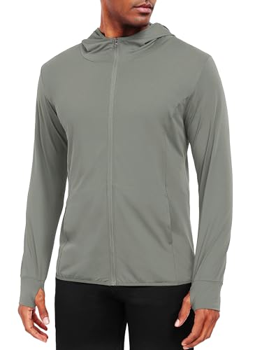 Image of NELEUS Men's Workout Fishing Shirts UPF 50+ Light Jacket Full Zip Sun Protection Long Sleeve Hoodie for Men Hiking