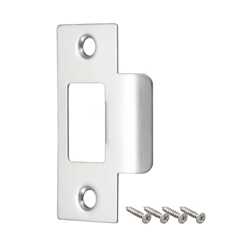 sourcing map Placa de Golpe para Puerta, 70mm x 40.3mm, Acero Inoxidable 201, Placa de Golpe de Cerrojo Muerto para Marco de Puerta Y Jamba de Puerta, Plateado