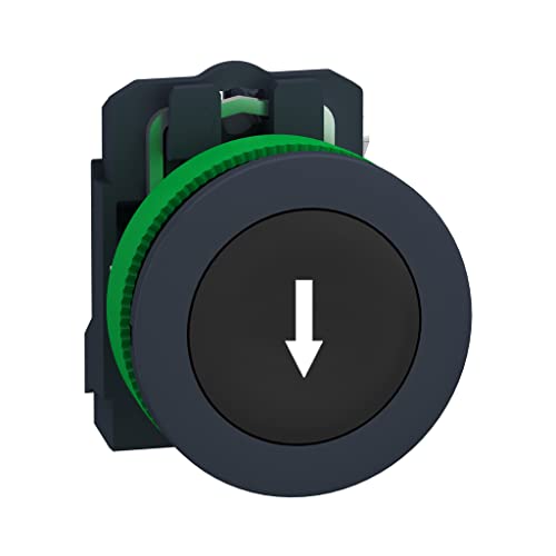 Bouton de commande noir monobloc poussoir flèche contact normalement ouvert 1NA