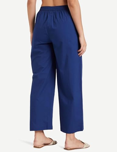 Image of Pack of 1 Stylish & Comfortable Rayon Cotton Straight Cut Wide Legs Palazzo Trousers for Women /Knitted Rayon Cotton Ethnic Palazzo White