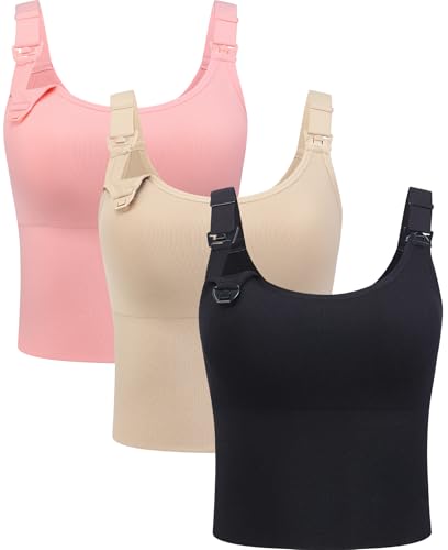 Image of Suekaphin Nursing Longline Bra Tank Top Crop,Maternity Support Sport Bra,Pullover Wide Straps Sewn Cups for Breastfeeding