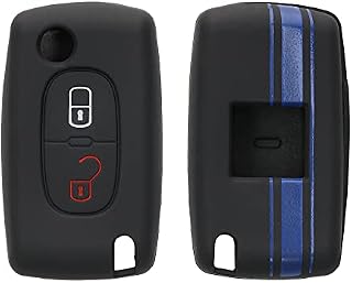 kwmobile Silicone Key Fob Cover Compatible with Peugeot Citroen 2 Button Car Flip Key
