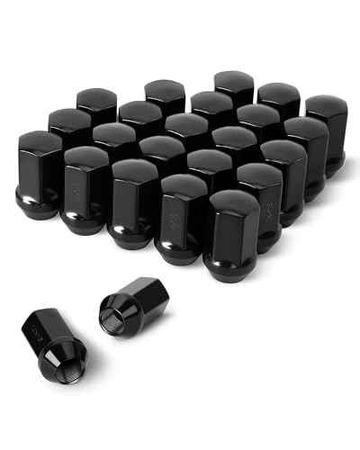 KSP M14x1.5 Black Lug Nuts Set, 14mmx1.5 OEM/Stock Lug Nuts for Silverado Sierra 6 Lug Rim, 24PCS Black Chrome Wheel Lug Nut for Factory Aluminum Wheels With Thread 14-1.5 Hex 22mm 60 Degree Cone Seat