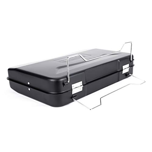 TAINO MOX Holzkohlegrill BBQ Koffergrill Camping-Grill Kohlegrill Retro-Stil klappbar Griller tragbar mobil Schwarz