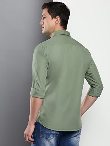 Image of Dennis Lingo Men's Solid Dusty Green Casual Shirt (AZ301 Dusty Green XXL)