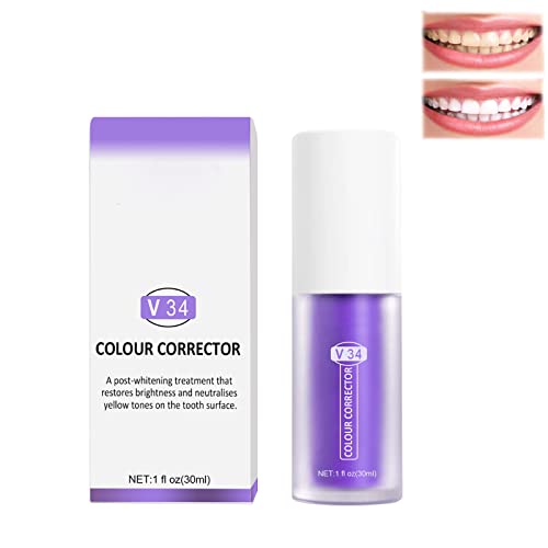 WDYY Zahnreinigungs-Zahnpasta Zahnaufhellung Schmelzpflege Zahnpasta-Flecken,V34 Farbkorrektor Teeth Whitening Sensitive Teeth Zahnpasta (Bright White) Cover