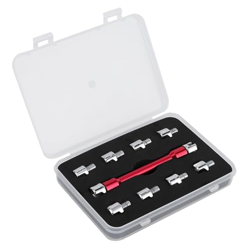 Image of Dirt Bike Spoke Wrench,10pc Motorcycle Spoke Wrench Set, Spoke Wrench Head Sizes 5.0-6.8mm With Storage Box Fits for XR CRF KLX TTR 50 70 110 250(C(red))