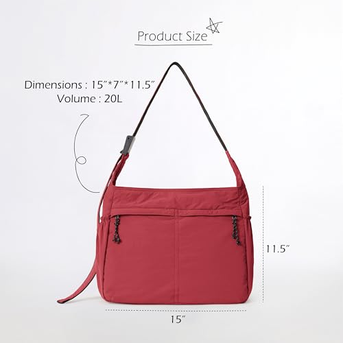 Image of ODODOS 20L Crossbody Tote Bag Large Capacity Lightweight Hobo Shoulder Sling Bags for Gym Shopping Beach Travel