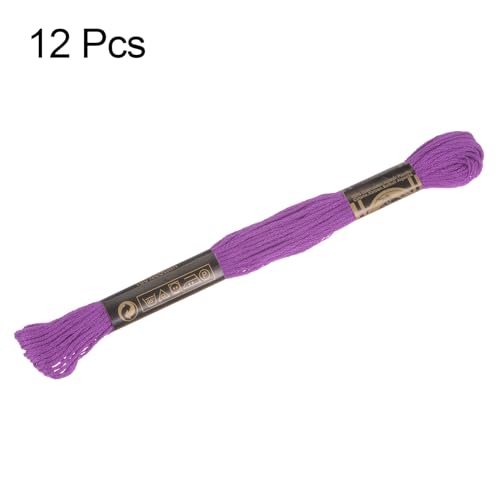 Image of HARFINGTON 12 Skeins Embroidery Floss 8.75yds(8m) Egyptian Long-Staple Cotton Cross Stitch Thread for Sewing DIY Bracelet Yarn String and Crafts, Deep Pink(6033)