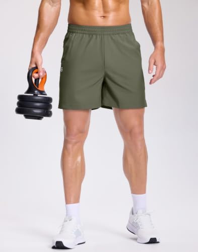 Image of GGJ Men's Lightweight Athletic Shorts with 2 Zipper Pockets 7 inch /9 inch /5 inch Gym Workout Running Quick Dry Tennis Shorts for Men