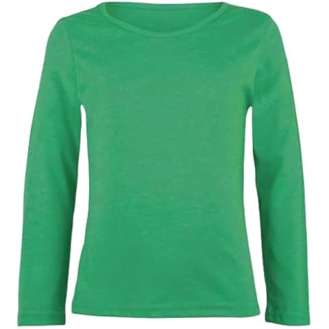 Pretty Attitude New Kids Plain Basic Top Long Sleeve Womens Girls Boys Uniform T-Shirt Tops (11 Years, Jade Green) Cover