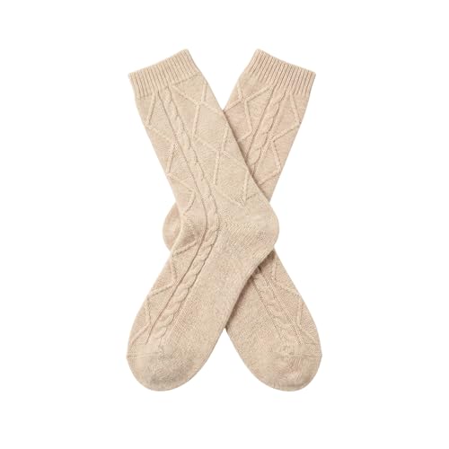 Image of Karen Thomas 100% Cashmere Women's Sleep Socks, 3-Ply Soft Cozy Cable Knit, Luxury Bed Socks for Warmth, Comfort & Lounging