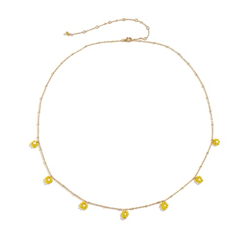 XYBB Frühling Sommer Boho Mode Bunte Blume Anhänger Taille Kette Frauen Trend Ästhetische Indie Bauch Gürtel Kette Körper Schmuck (Metal Color : Yellow) Cover
