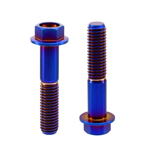 Image of Rison Titanium Flanged Hex Head Bolt M6x1.0x20mm 6AL4V Aerospace Grade Ti Bolt Burnt Blue Pack of 5