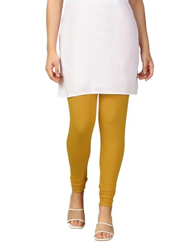 Image of Lux Cozi PYNK Solid Premium Cotton Lycra Churidar Leggings for Women | Regular Fit Elastic Waist Full Length Women Leggings | Free Size