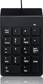 Wired USB Numeric Keypad ARCELI 18 Full Size Keys & Ultra Slim Lightweight Ergonomic Number Pad Design for iMac/Mac Pro/MacBook Pro/MacBook Air/Laptop/Desktop PC(Black)