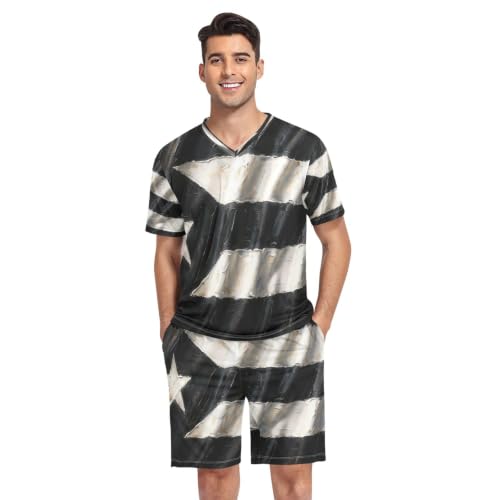 Camisa de pijama para hombre manga corta negra ropa de dormir boricua talla S