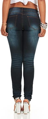 CG JEANS Women's Plus Size Skinny Leg Blue Junior Fit Slim Mid Waist Cute Biker Vibrant