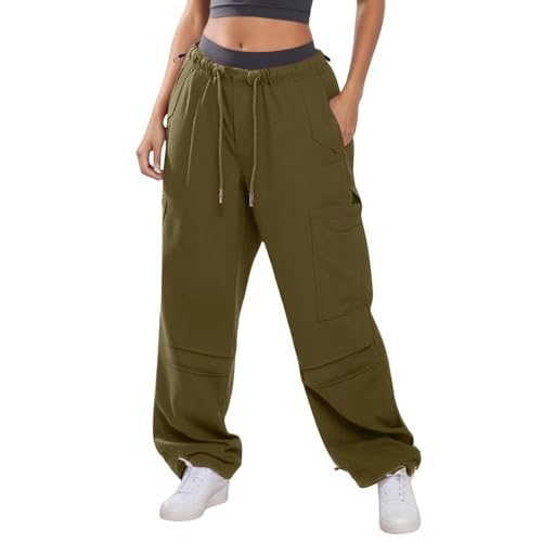 Pantalones de mujer elásticos de cintura alta, pantalones cargo holgados, pantalones cargo Y2k largos transpirables, pantalones para mujer, tallas grandes, deportes, verano, pantalones cargo de