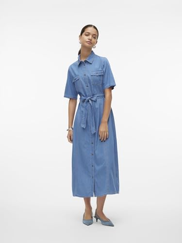 vero moda denim dress Vero Moda - Vmcassidy Short Dress - Women - Medium blue denim