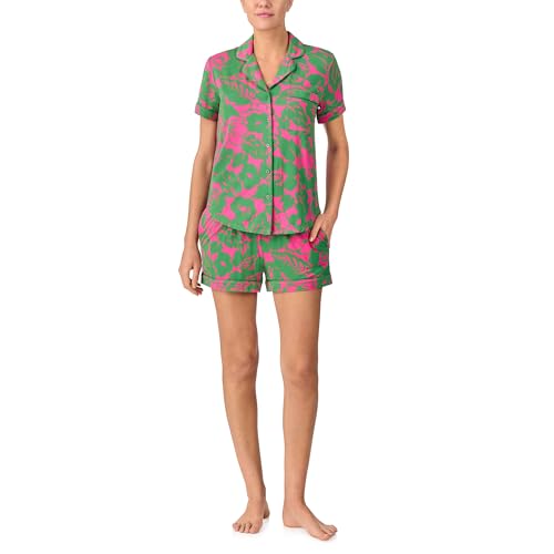 Image of kate spade new york Short Sleeve Brushed Jersey Notch Boxer Pajama Set