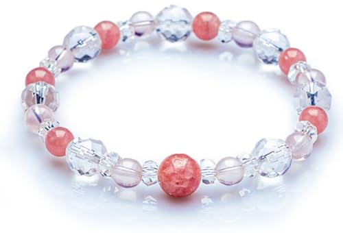 [京珠堂] 天然石 レディース ブレスレット パワーストーン 誕生石 6mm 浄化用 さざれ お守り 水晶 レディースブレスレット アクセサリー 女性用 (インカローズ, 16cm)