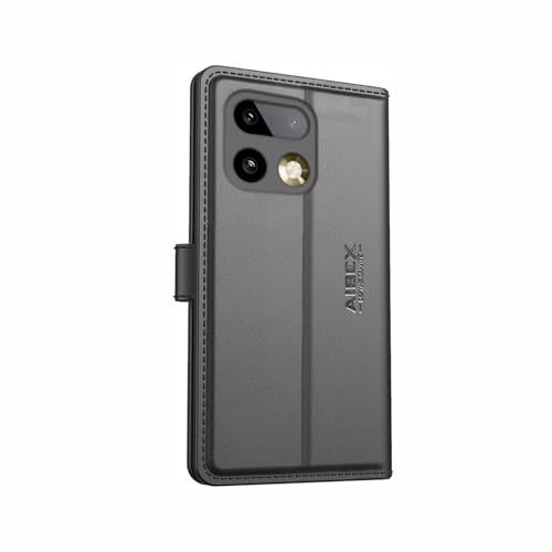 Image of AIBEX Compatible for Realme 16 Pro Plus 5G Flip Cover Leather Finish | Inside TPU with Card Pockets | Wallet Stand | Complete Protection Flip Case Black