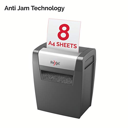 Rexel Momentum X308 Cross Cut Paper Shredder, Shreds 8 Sheets, 15 Litre Bin, Black, 2104570