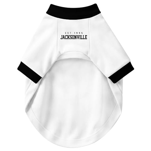 Image of Jacksonville Dog Clothes Jersey Style Personalized Pet T Shirt with Custom Name Number for Small Medium Large Dogs