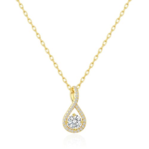 Philip Jones 18k Gold Plated Solitaire Twist Necklace Created with Zircondia® Crystals