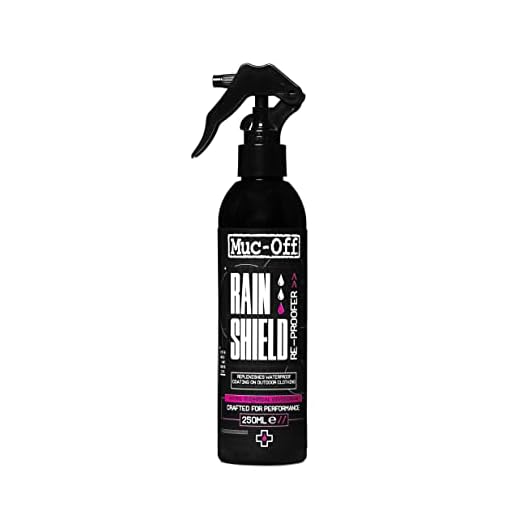 Muc-Off Rain Shield Re-Proofer, 8.5 fl oz - Waterproofing Spray for Outdoor and Technical Clothing - DWR Spray for Jackets and Coats