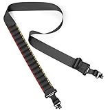 MidTen Two Point Sling with 15 Shell Holders for 12 Gauge Adjustable Length Rifle Sling Nylon Wide Shoulder Gun Sling with Removable Sling Swivels Black