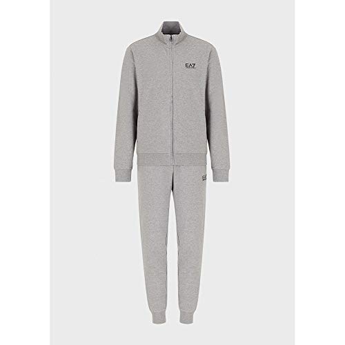 Emporio Armani EA7 Funnel Neck Zip Grey Cotton Tracksuit L Grey