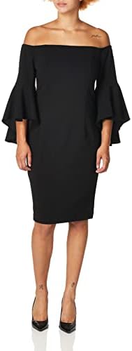 Calvin Klein Women's One Shoulder Solid Sheath Dress, Black 3, 12
