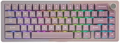 KiiBoom Loop 65 65% Full Aluminum Block Structure Mechanical Keyboard, QMK/VIA Programmable, BT5.0/2.4GHz/USB-C Wireless Gaming Keyboard, Gasket, FR4 Plate, RGB for Win/Mac (Pink …