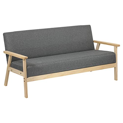 Totò Piccinni Divano WOOD con struttura in legno di abete naturale non trattata (Grigio, 3 Posti)