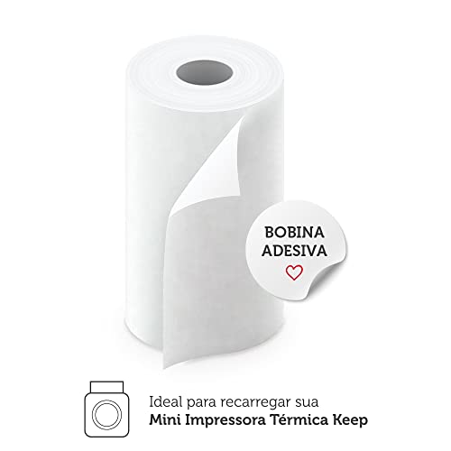 Papel Térmico Adesivo 3 Rolos para Mini Impressora 57x30mm Keep - KP003
