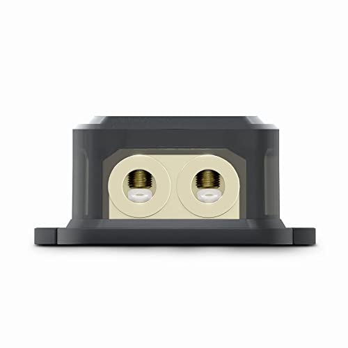 Image of DS18 DB1020 Distribution Ground Block - 1 x 0GA in / 2 x 0GA Out, Nickle Plated Internal Materials, High-Strength Heat Resistant Plastic Housing, Oversized Screws for Secure Connections (1 in 2 Out)