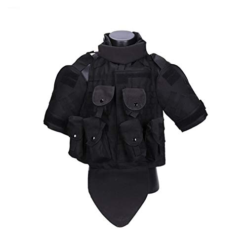 AOSUAI Taktische Weste Taktische Weste Camouflage Body Armor Kampfweste Mit Beutel/Pad Airsoft Militär Sturmtellerhalter Kleidung Outdoor (Color : Black, Size : One Size)