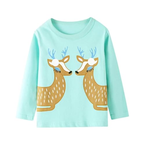 Image of Girl Long Sleeve Shirts Christams Tops Tees Cotton Casual Stripe Crewneck Graphic Jersey Tunic T-Shirts 3 Packs Sets