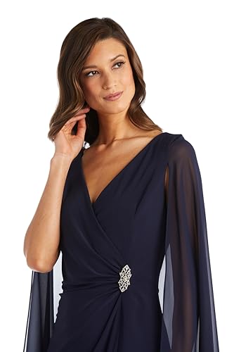 Image of R&M Richards Women's Knee-Length Wrap Dress W /Rhinestone Waist Detail & Chiffon Duster Cape