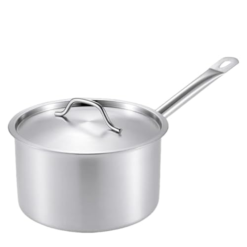 ステンレス 片手鍋 蓋付き 味噌汁鍋 ih対応 ガス対応 ソースパン ミルクポット 小さい鍋 三層鋼 業務用 家庭用 お手入れ簡単 (Φ200×H120,シルバー)