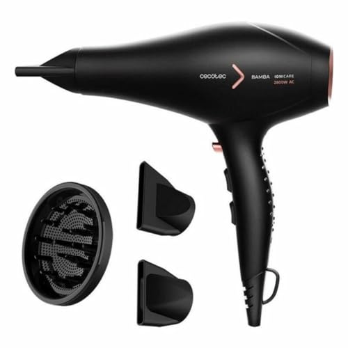 Cecotec Secador de Pelo Iónico Bamba IoniCare 5350 PowerShine Fire. 2600 W, Motor AC, Ajuste de temperatura y velocidad, Boquilla de precisión y Difusor maxivolumen