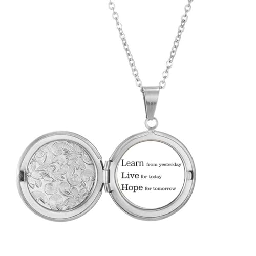 Collier médaillon Learn Live Hope style Art déco chic