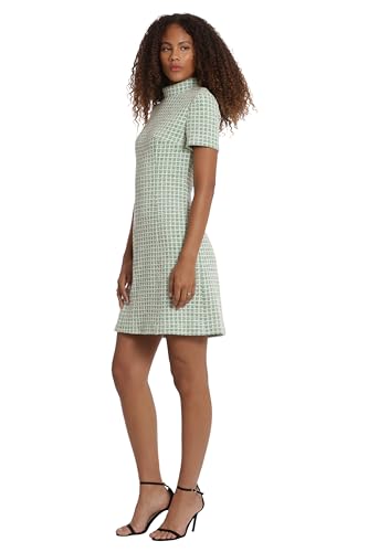 Donna Morgan Women's Novelty Plaid Short Sleeve Mock Neck Dress Workwear Career Office Desk to Dinner2