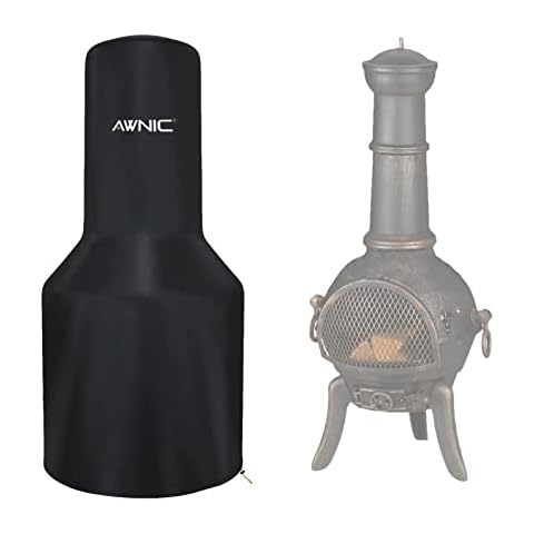 AWNIC Patio Chimenea Cover Waterproof, Garden Chimney Cover, Fire Pit Cover Cover for Outdoor Fireplace, Patio Heater Cover Φ61x122cm Cover