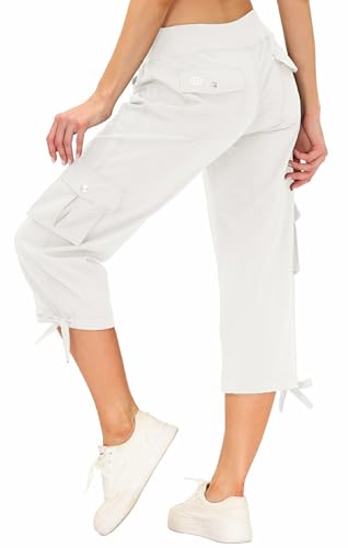 Image of MoFiz Womens Capris with Pockets Loose Fit Casual Capri Pants Dressy Lightweight Ladies Baggy Cargo Pants for Hiking