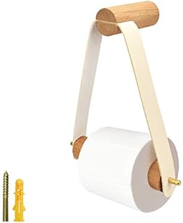KLYNGTSK Wooden Toilet Roll Holder Wall Mounted Toilet Paper Holder Hanging Toilet Tissue Holder Retro Tissue Roll Holder Multifunctional Tissue Hanger as Towel Holder for Bathroom Kitchen(18x20cm)