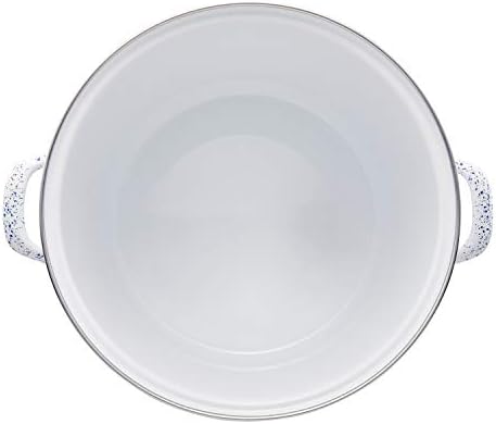 Paula Deen Enamel on Steel Stock Pot/Stockpot with Lid, 12 Quart, White with Blue Speckle